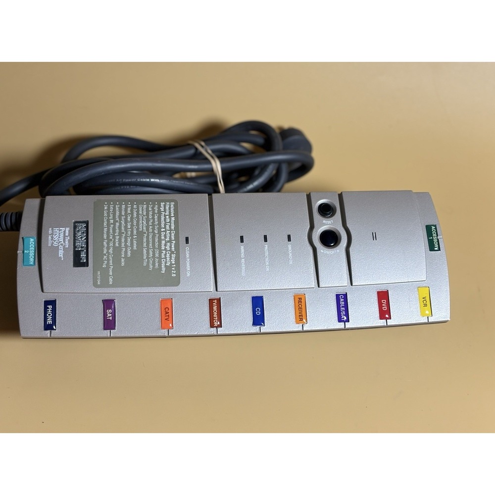 MONSTER POWER‎ HOME THEATRE HTS850 W/ SATELLITE SURGE PROTECTOR Works